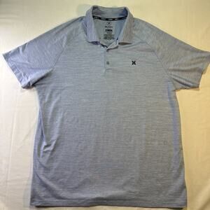 Hurley Polo Shirt Heather Blue Size X-Large Mens Short Sleeve Exc Con'd Dad Golf